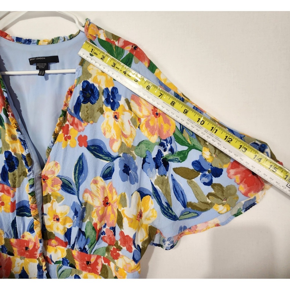 Maggy London Women's Button Floral Multicolor‎ Romantic Dress Size 12 - Picture 7 of 10